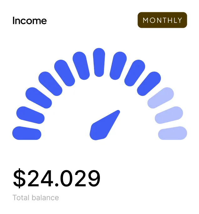 Income dial showing a monthly total