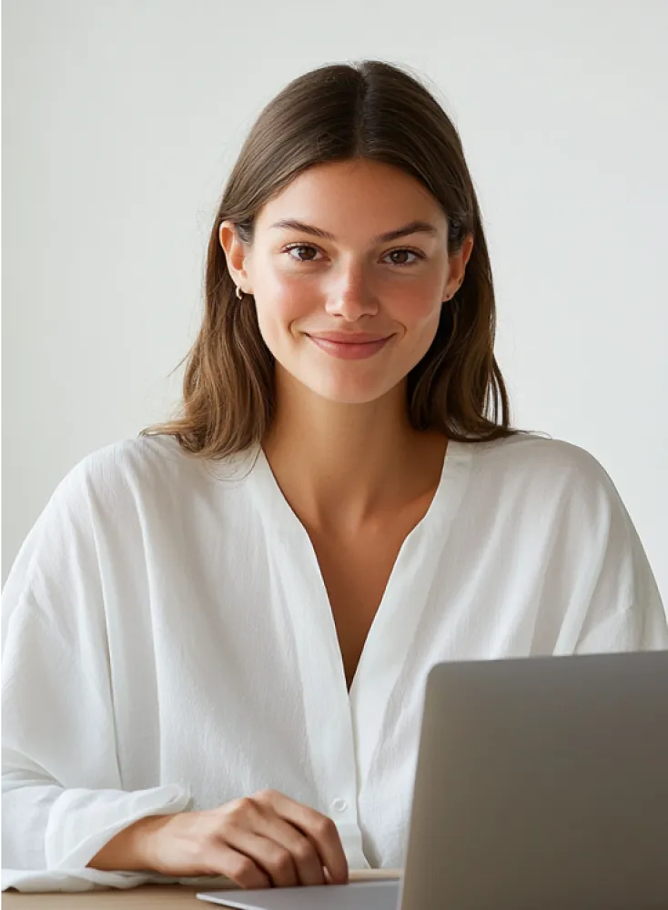 A business owner working through her accounts on a laptop